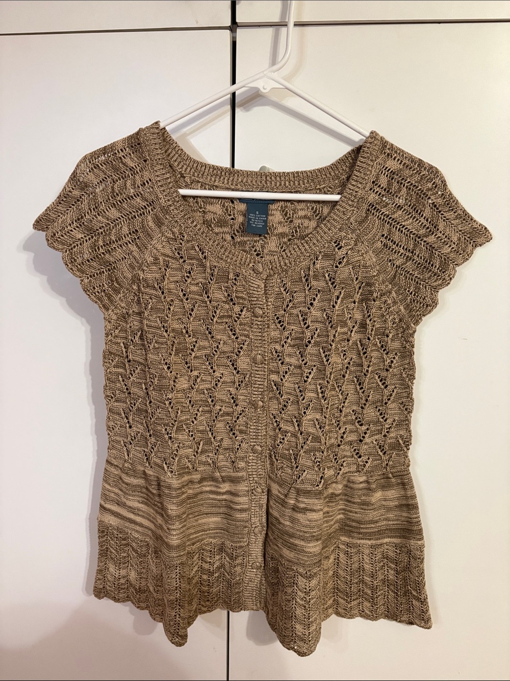 Women’s Scoop Neck Short-Sleeve Knit Sweater - Tan/Brown